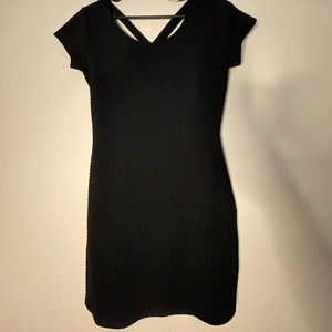 Divided Black Criss Cross Backless Short Sleeve Mini Dress size 10